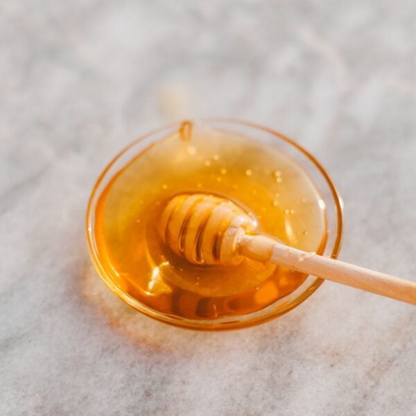 Honey Dipper in a small bowl of honey