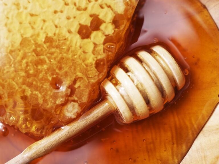 Close-up of raw honey showing unprocessed texture