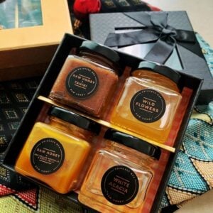 A tester set of four types of honey by Princess Bee Honey Co