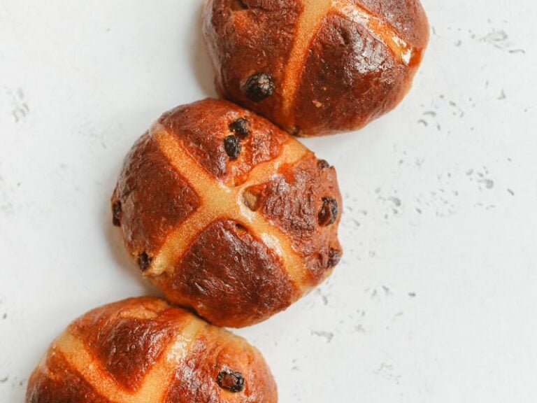 Homemade hot cross buns recipe with honey and cardamom