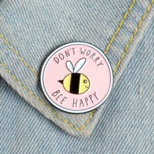 Cartoon Bee Enamel Pin, Brooch, Happy Bee