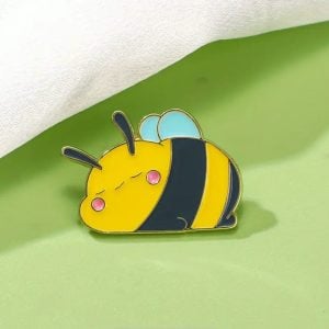 Cartoon Bee Enamel Pin, Brooch, Sleepy Bee